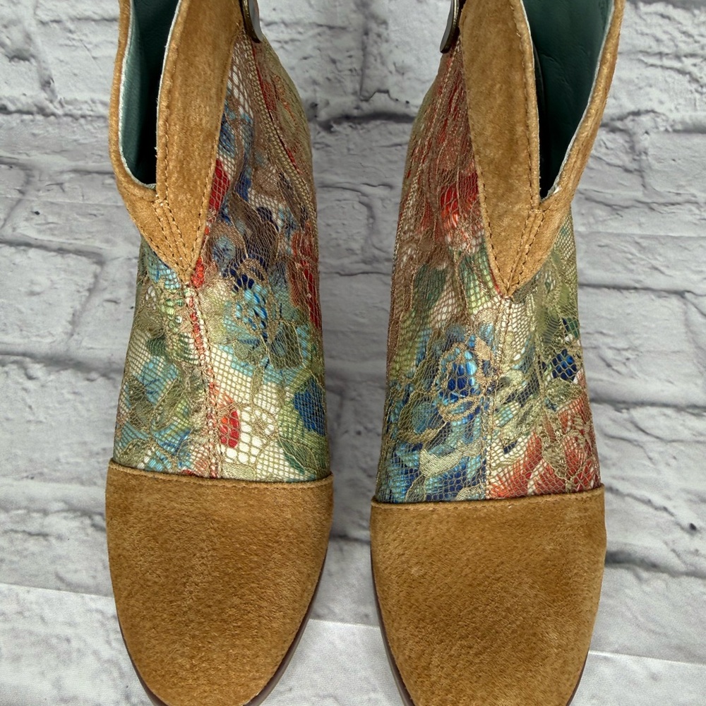 L’Artiste Spring Step Lace & Suede heeled Boots Size 36 US 6 side zip closure EC - Picture 8 of 9
